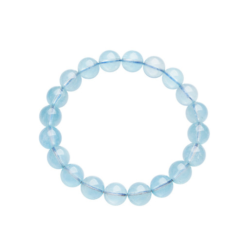 月嶼海藍寶手鏈冰種天然海藍寶天空藍手串女圓珠DIY手工飾品串珠