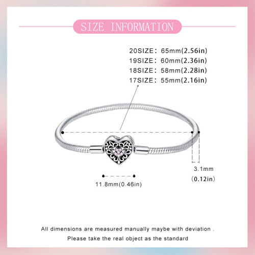 歐美鍍925銀編織愛心基礎手鏈時尚簡約蛇骨手鏈DIY串珠手工製