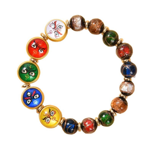 五彩多寶合金琉璃五路財神手串男女款情侶轉運珠手鏈飾品禮物 五彩多寶合金琉璃五路財神手串男女款情侶轉運珠手鏈飾品禮物