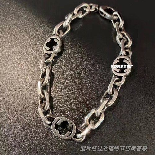 高版精工復古做舊古家3G手鏈互釦式男女情侶同款百搭通勤古奇手鏈