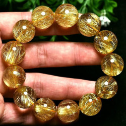 天然招財金髮晶鈦晶金髮手鏈巴西黃髮晶水晶轉運手串情侶男女