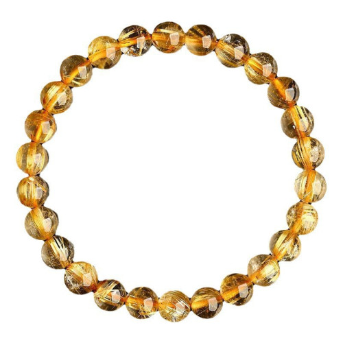 天然招財金髮晶鈦晶金髮手鏈巴西黃髮晶水晶轉運手串情侶男女