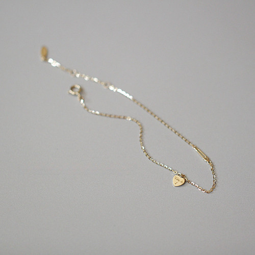 S925純銀鍍14K金細手鏈女款 氣質百搭簡約英文愛心別針迷你手飾品 S925純銀鍍14K金細手鏈女款 氣質百搭簡約英文愛心別針迷你手飾品