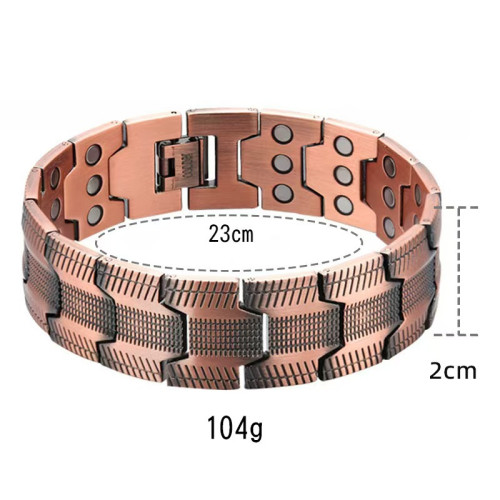 輪胎紋銅手鏈 歐美跨斜紋古紅銅男士手鏈 三排磁石 輪胎紋銅手鏈 歐美跨斜紋古紅銅男士手鏈 三排磁石