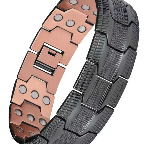 輪胎紋銅手鏈 歐美跨斜紋古紅銅男士手鏈 三排磁石 輪胎紋銅手鏈 歐美跨斜紋古紅銅男士手鏈 三排磁石