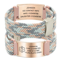 多色尼龍繩編織錶帶手鏈雷射刻字不鏽鋼彎牌手鏈尼龍繩不鏽鋼手鏈