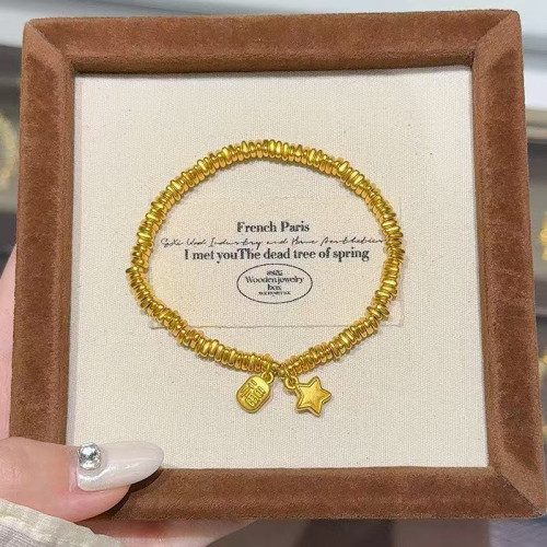 小紅書同款復古金色納福星星盤纏手鏈女新中式碎銀幾兩簡約手串批