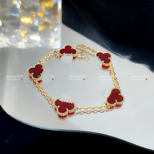 高版手飾四葉草五花手鏈女鍍18k金玫瑰金對版不掉色首飾品 高版手飾四葉草五花手鏈女鍍18k金玫瑰金對版不掉色首飾品