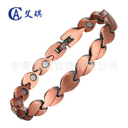 歐美磁性紅銅手鏈復古時尚磁性純銅手鏈愛心設計純銅手鏈女士