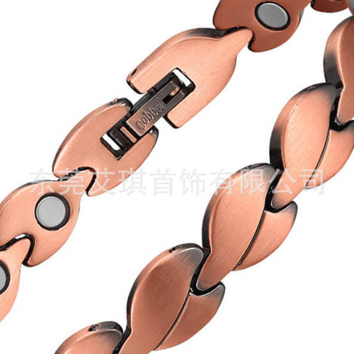 歐美磁性紅銅手鏈復古時尚磁性純銅手鏈愛心設計純銅手鏈女士