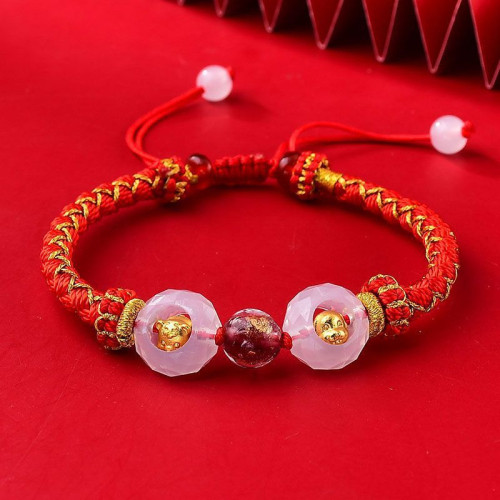 2026年新款馬年三合生肖手鏈本命年紅繩編織繩護身符男女手繩