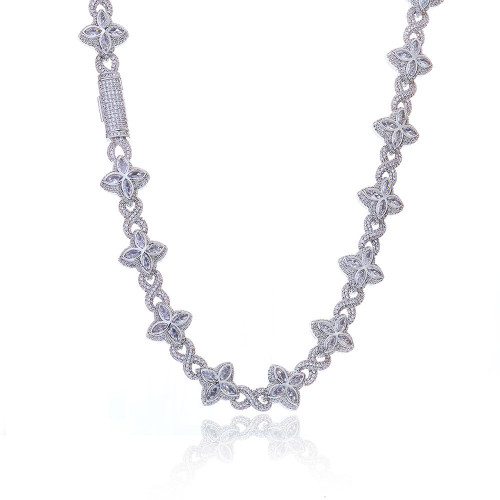 歐美鋯石鏈條手鏈項鍊男女通用嘻哈中古風繙蓋釦輕奢高級感