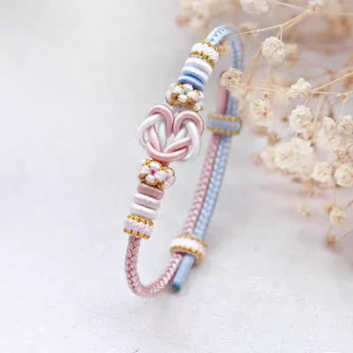 連心結diy手繩成品女手工編織紅繩手鏈兒童可穿黃金配件