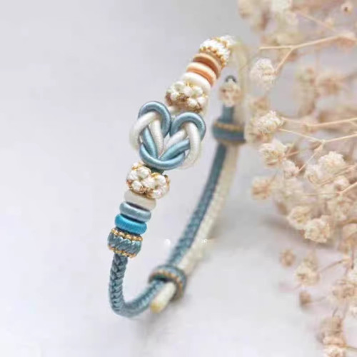 連心結diy手繩成品女手工編織紅繩手鏈兒童可穿黃金配件