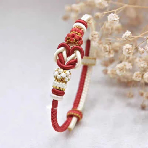 連心結diy手繩成品女手工編織紅繩手鏈兒童可穿黃金配件