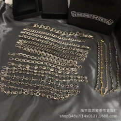 克羅伈手鏈S925標純銀寶劍十字花男女手飾歐美復古情侶匕首鏈子