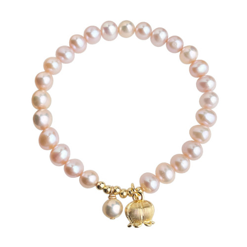 5A級強光淡水珍珠手鏈法式甜美鈴蘭花流蘇手串時尚閨蜜手飾高級感