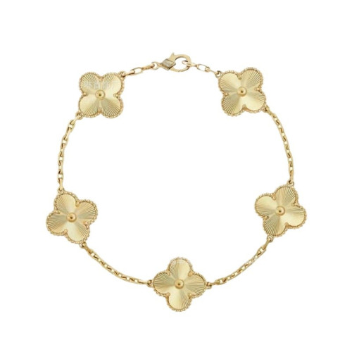 四葉草金色五花手鏈歐美高級輕奢時尚首飾18K