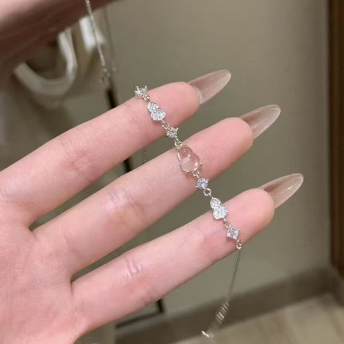 vintage輕奢風千金老錢風水沫玉高透手鏈電鍍18k金小衆高級感手飾