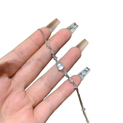 vintage輕奢風千金老錢風水沫玉高透手鏈電鍍18k金小衆高級感手飾