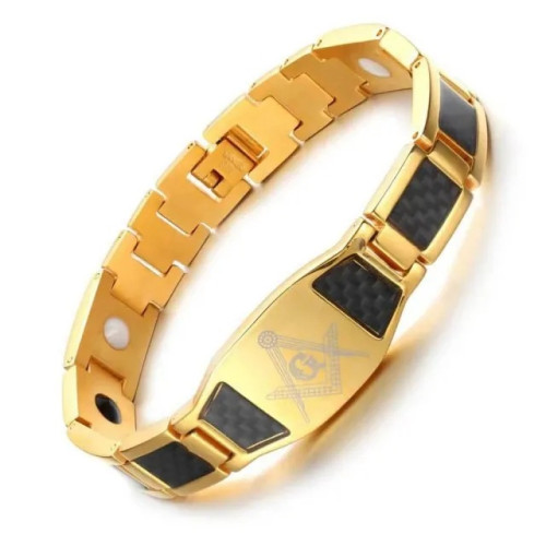 歐美鈦鋼霸氣雙梯形碳纖手鏈 個性潮人簡約青少年學生手