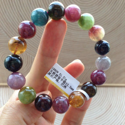 超大尺寸天然碧璽手鏈巴西原石老礦料招財旺夫轉運一圖一物配證書