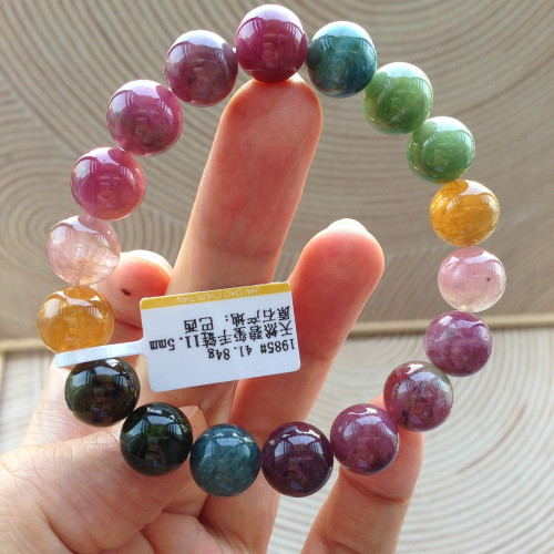 超大尺寸天然碧璽手鏈巴西原石老礦料招財旺夫轉運一圖一物配證書