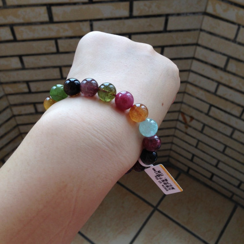 超大尺寸天然碧璽手鏈巴西原石老礦料招財旺夫轉運一圖一物配證書