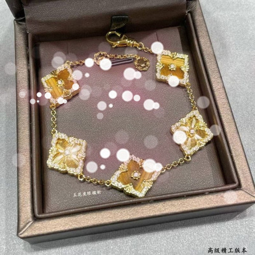 高版V金 布契四葉 草天河石手鏈鍍18K玫瑰金拉提歌劇院琺瑯白貝母