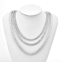 簡約時尚不鏽鋼鑄造網球鏈5A鋯石鑲嵌3mm 4mm 5mm寬閃耀珠寶配飾