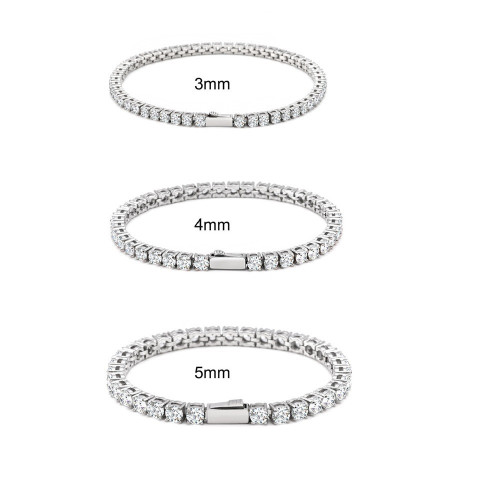 簡約時尚不鏽鋼鑄造網球鏈5A鋯石鑲嵌3mm 4mm 5mm寬閃耀珠寶配飾