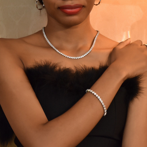 簡約時尚不鏽鋼鑄造網球鏈5A鋯石鑲嵌3mm 4mm 5mm寬閃耀珠寶配飾