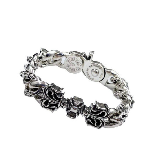 克羅心手鏈龐克十字架滿花霸氣做舊寶劍嘻哈搖滾時尚粗手鏈男士款