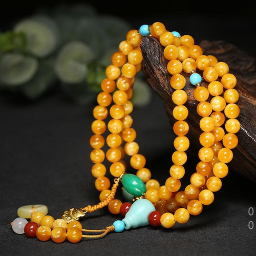 原創優化琥珀色蜜蠟雞油黃108顆手鏈 多圈項鍊原礦老蜜蠟手串彿珠 原創優化琥珀色蜜蠟雞油黃108顆手鏈 多圈項鍊原礦老蜜蠟手串彿珠