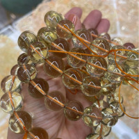 天然黃水晶手串濃鬱巴西料檸檬水晶圓珠手鏈高級招財黃水晶項鍊批