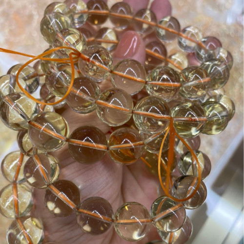 天然黃水晶手串濃鬱巴西料檸檬水晶圓珠手鏈高級招財黃水晶項鍊批