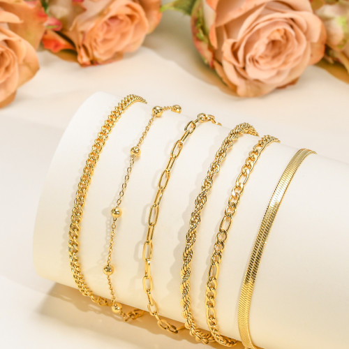 套裝鏈條 不鏽鋼手鏈女士INS風金色曡戴時尚個性飾品 BR-1609 套裝鏈條 不鏽鋼手鏈女士INS風金色曡戴時尚個性飾品 BR-1609