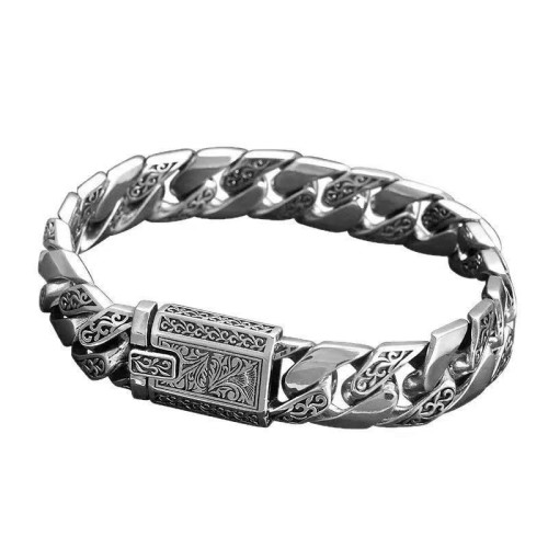 霸氣高級感精工唐草紋龐克手鏈個性男復古歐美風復古嘻哈手鏈