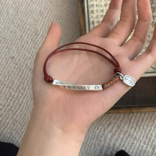 999足銀彎琯國風手編繩手鏈輕奢ins小衆精緻高級感手鐲個性手飾