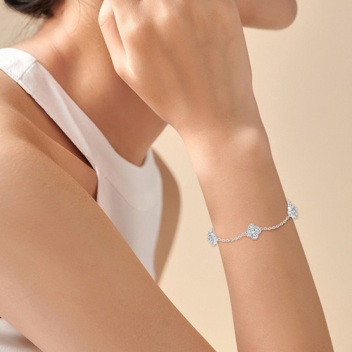 純銀s925莫桑石四葉草手鏈女微鑲幸運草女款輕奢風