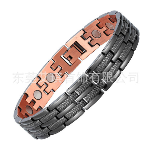 復古時尚磁性紅銅手鏈小衆設計磁療能量紅銅手鏈男款磁性紅銅手鏈