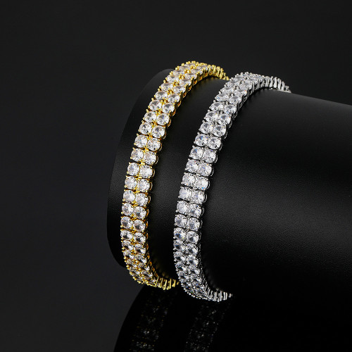 6mm 雙排銅微鑲鋯石網球手鏈 嘻哈個性風格 Tennis Chain Brace