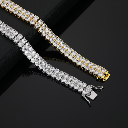6mm 雙排銅微鑲鋯石網球手鏈 嘻哈個性風格 Tennis Chain Brace