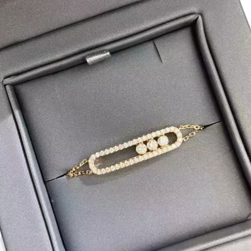 飾梅家三顆鑽石可滑動滿鑽廻形針U型小衆輕奢高級感大號手鏈