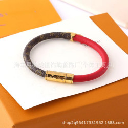 驢家經典老花皮繩時尚個性編織手繩情侶同款輕奢小衆設計