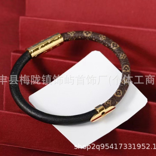 驢家經典老花皮繩時尚個性編織手繩情侶同款輕奢小衆設計