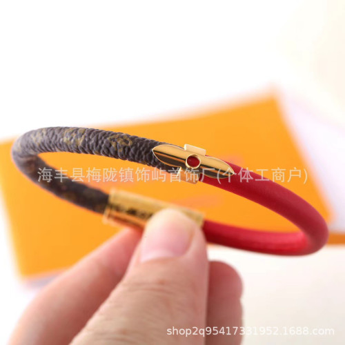 驢家經典老花皮繩時尚個性編織手繩情侶同款輕奢小衆設計