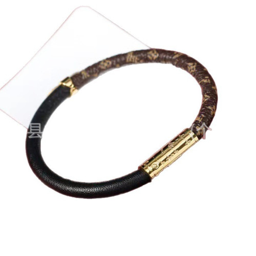 驢家經典老花皮繩時尚個性編織手繩情侶同款輕奢小衆設計