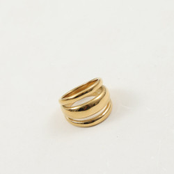 三弧面 戒指 鈦鋼電鍍18k金