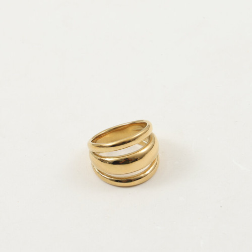 三弧面 戒指 鈦鋼電鍍18k金 三弧面 戒指 鈦鋼電鍍18k金